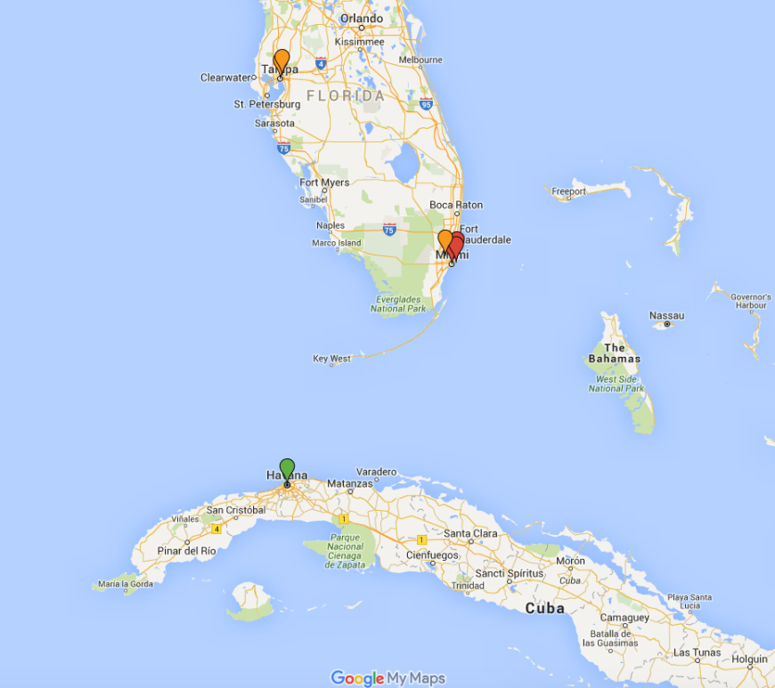 Cuban rappers exile map